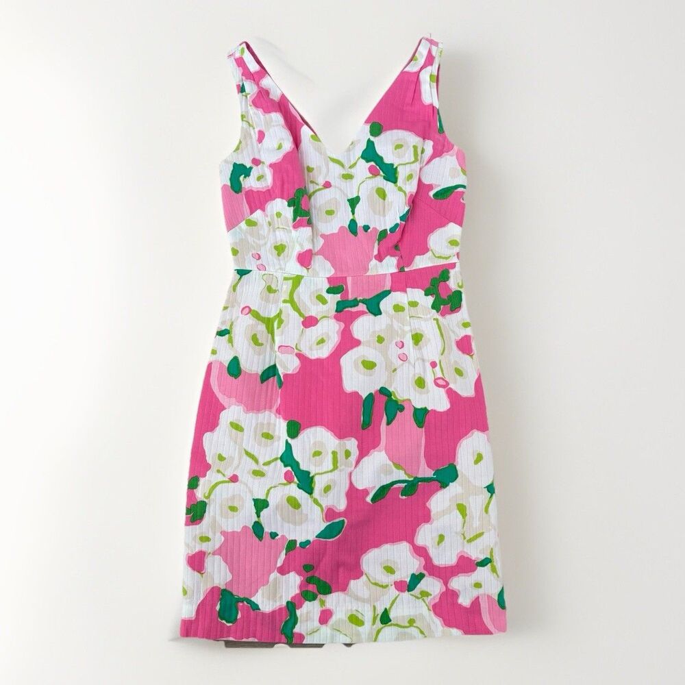 Lilly Pulitzer Dress Size 0 Hotty Pink Sleeveless Sheath V Neck Kiki Mini